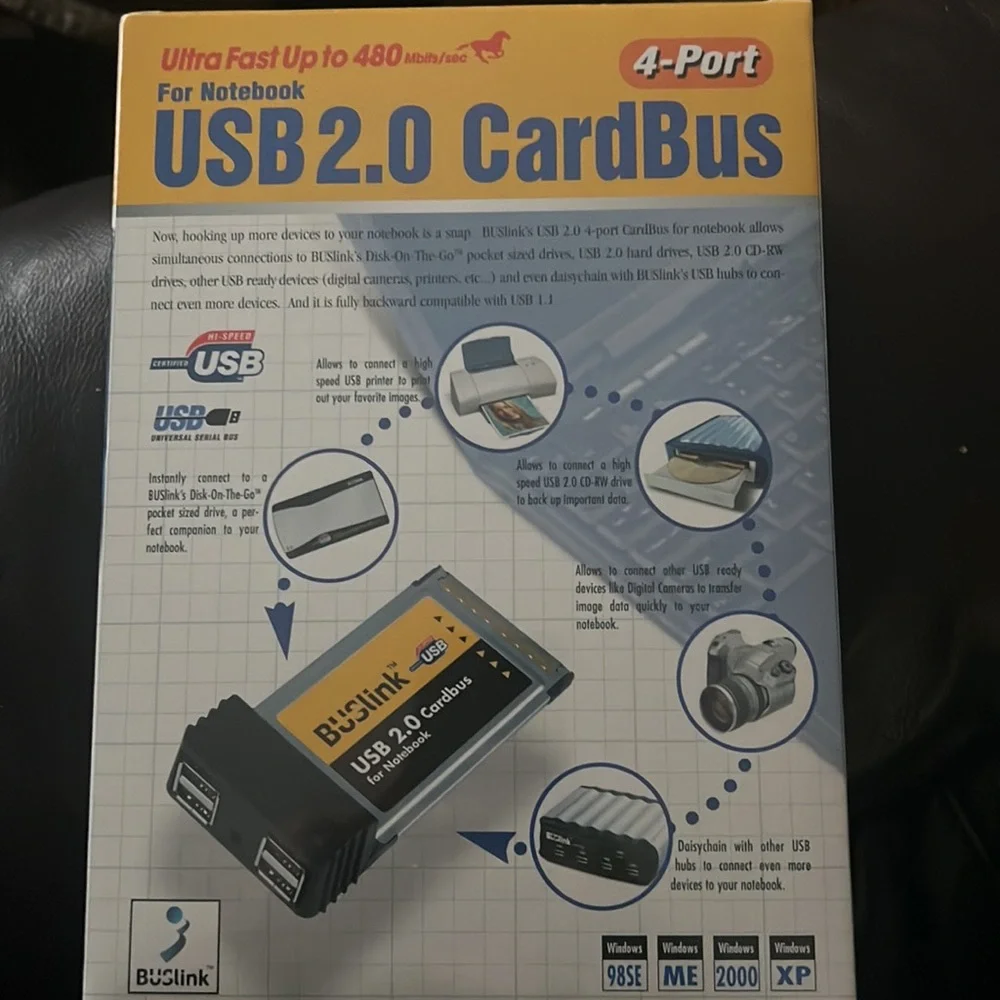 BUSlink 4-port USB 2.0 CardBus PC Card for Notebook